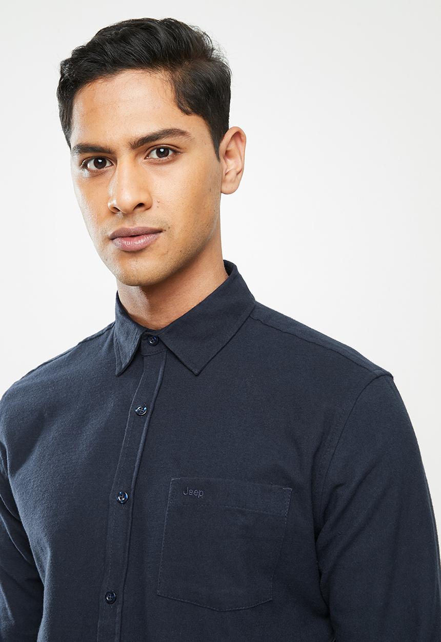 JEEP - Long sleeve flannel base shirt - navy