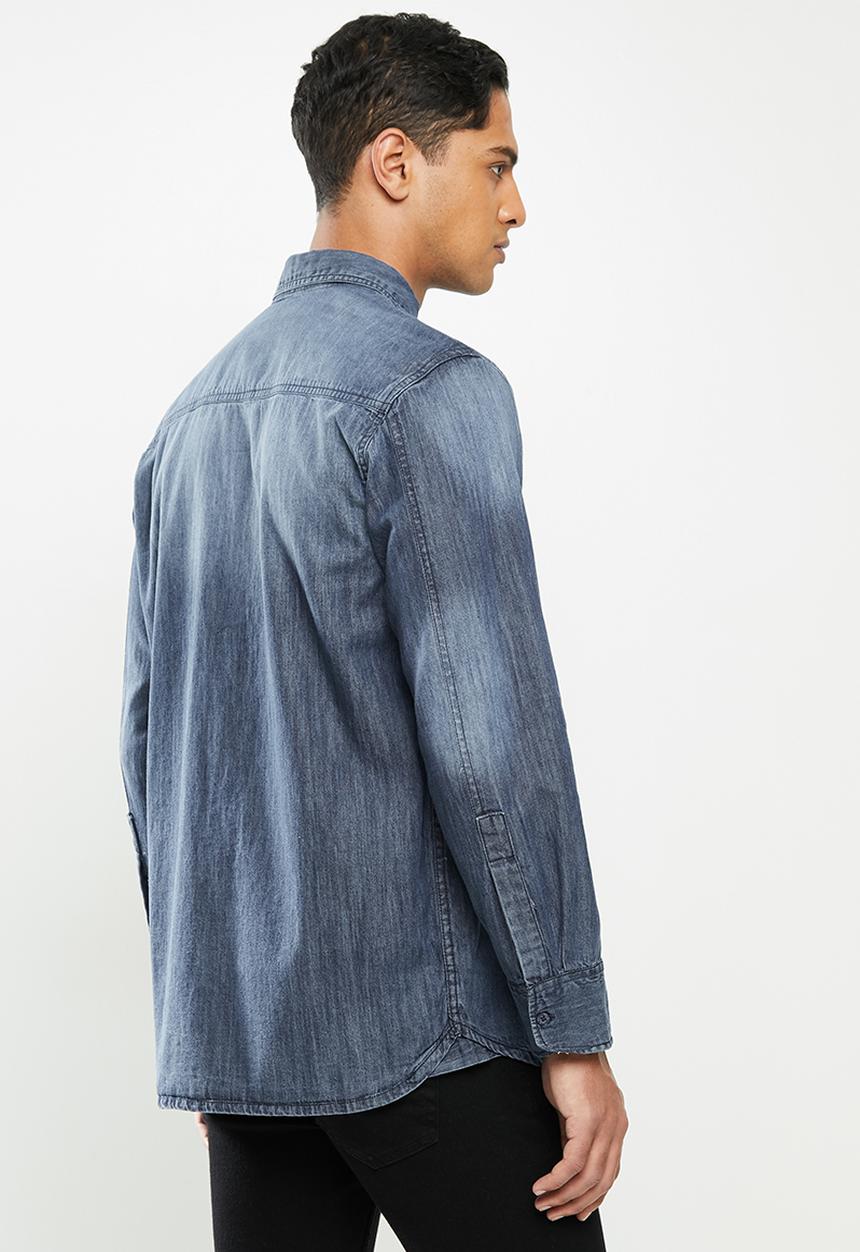 JEEP - Sivy plain long sleeve denim shirt - indigo