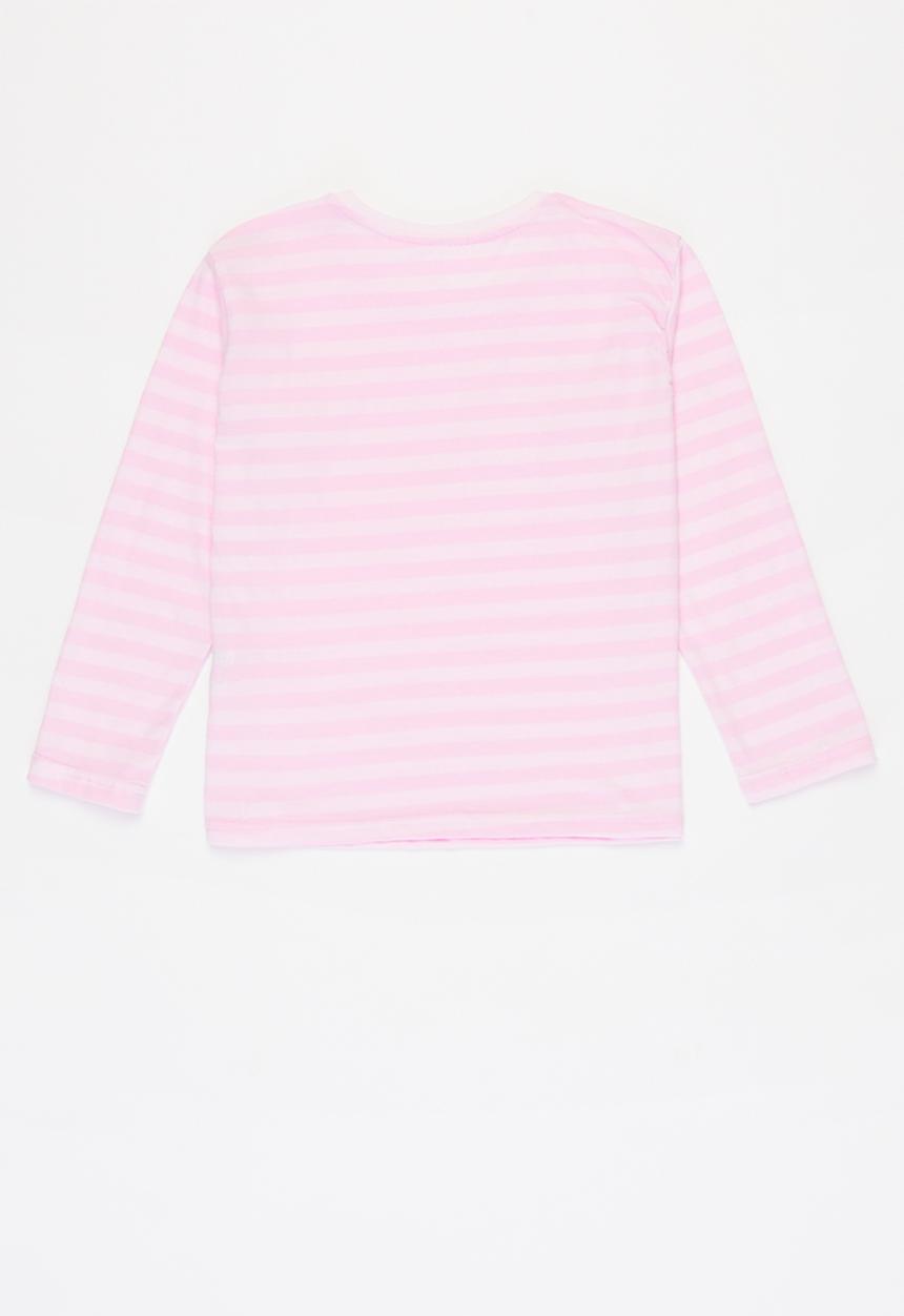 Rebel Republic - Girls 2 pack stripe tees - navy & pink 