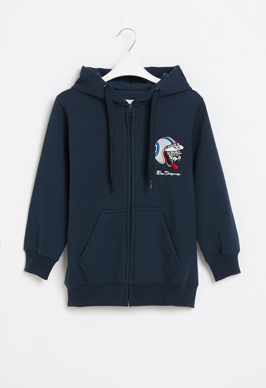Ben Sherman - Boys cat zip through hoodie - navy