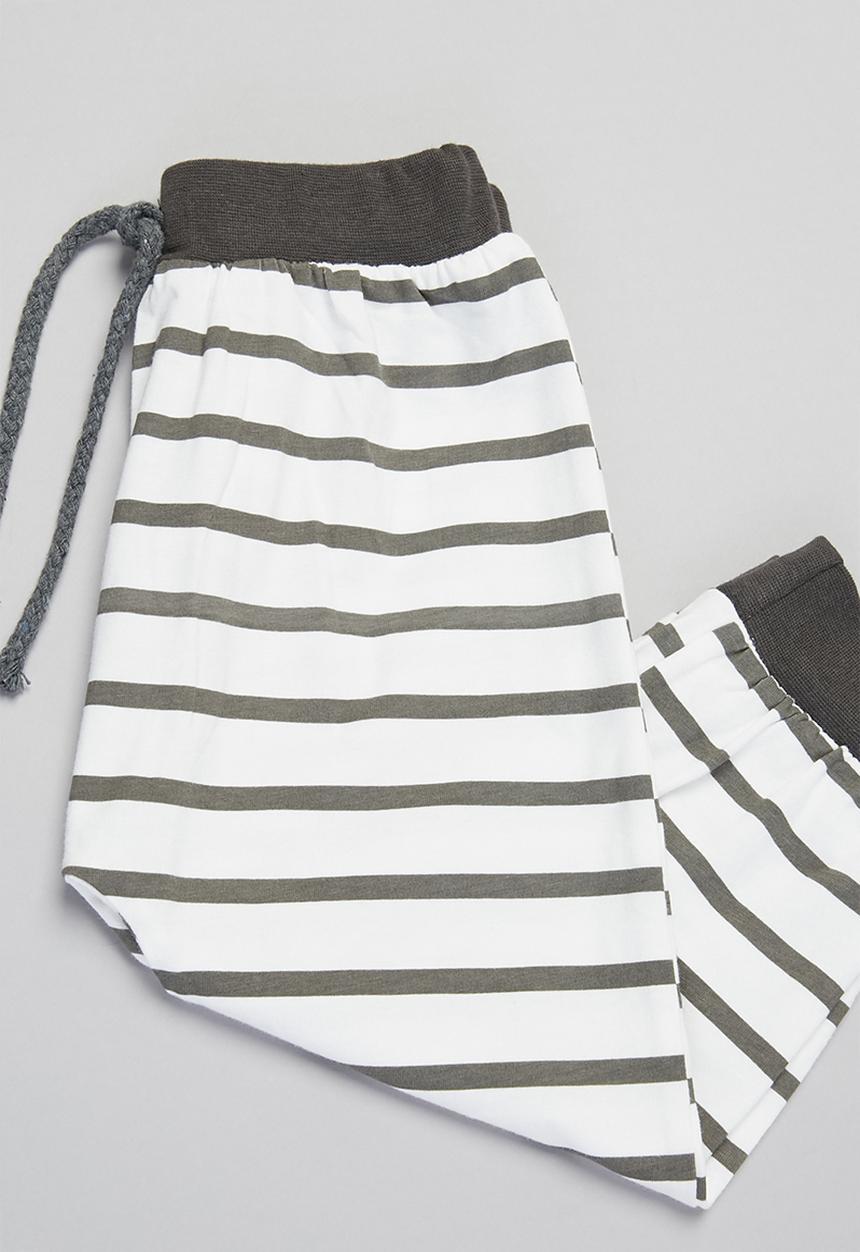 Pop Candy - Tee & pants set  - white & grey 