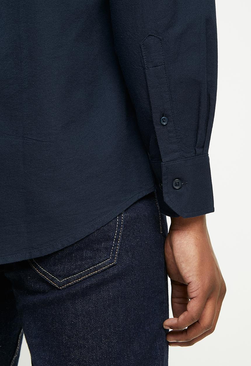 JEEP - Seth plain long sleeve easy iron oxford shirt - navy