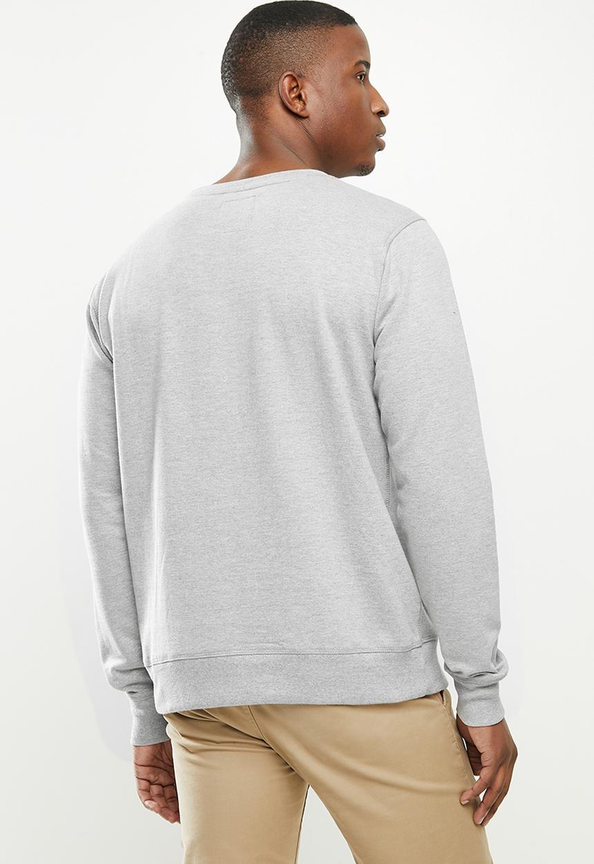 JEEP - Lyle graphic crew neck pullover - grey melange