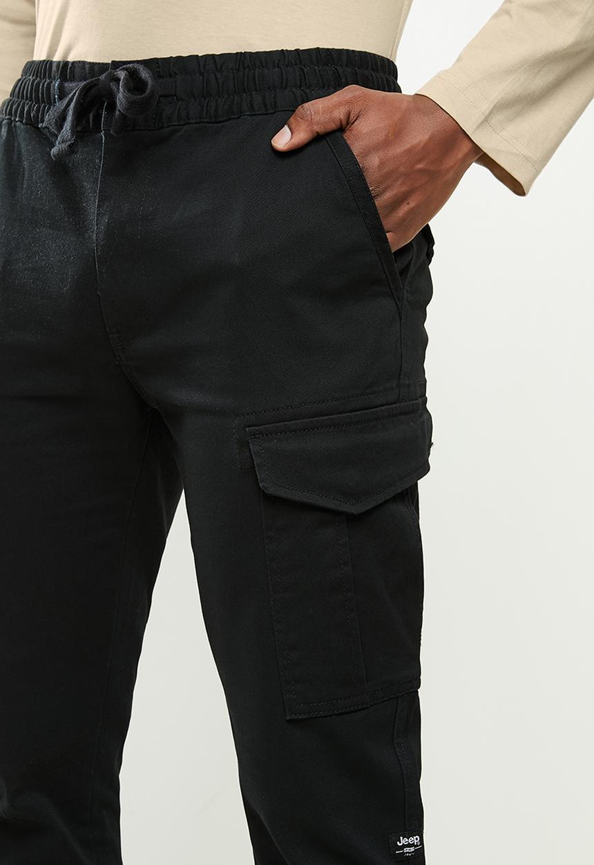 JEEP - Nikolai elasticated waistband cargo jogger - black