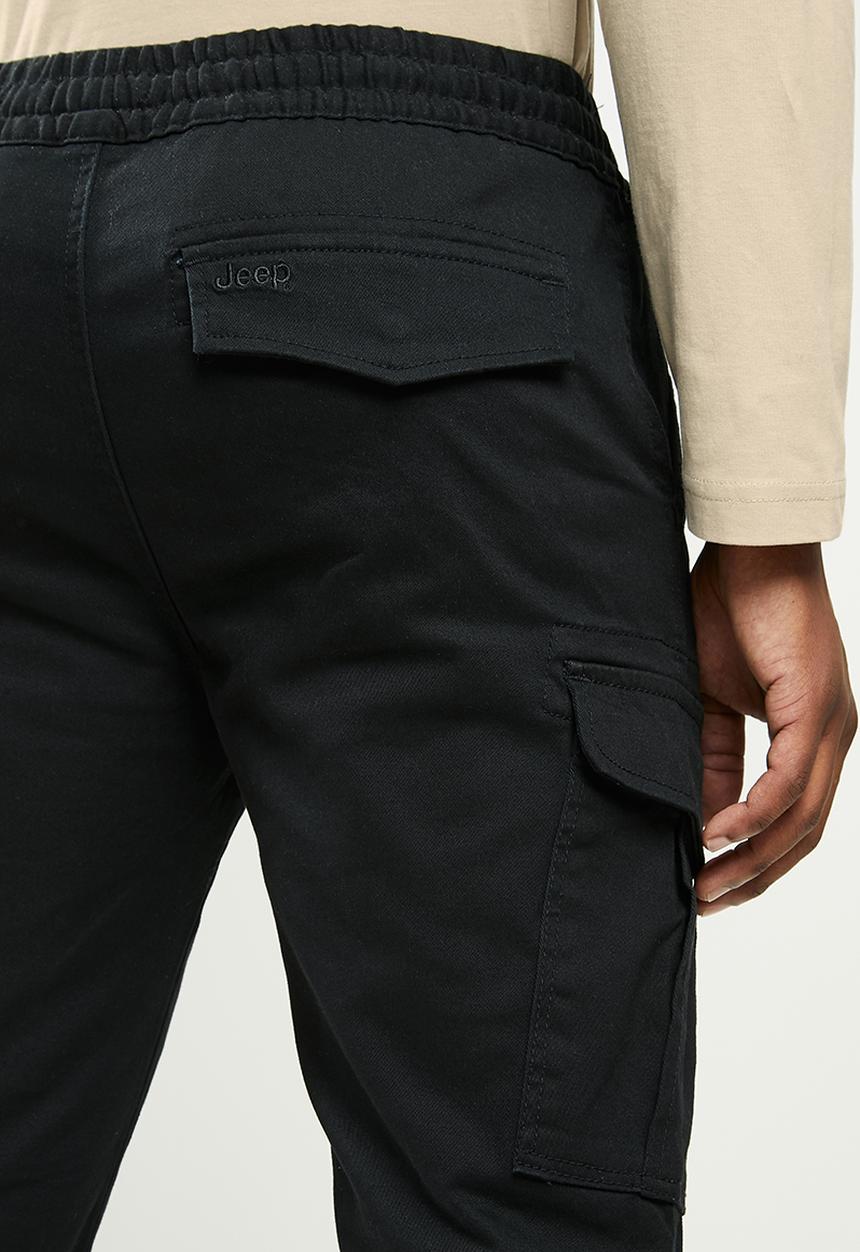 JEEP - Nikolai elasticated waistband cargo jogger - black