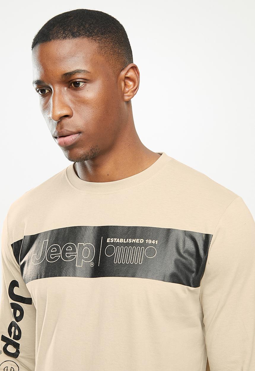 JEEP - David long sleeve graphic tee - stone