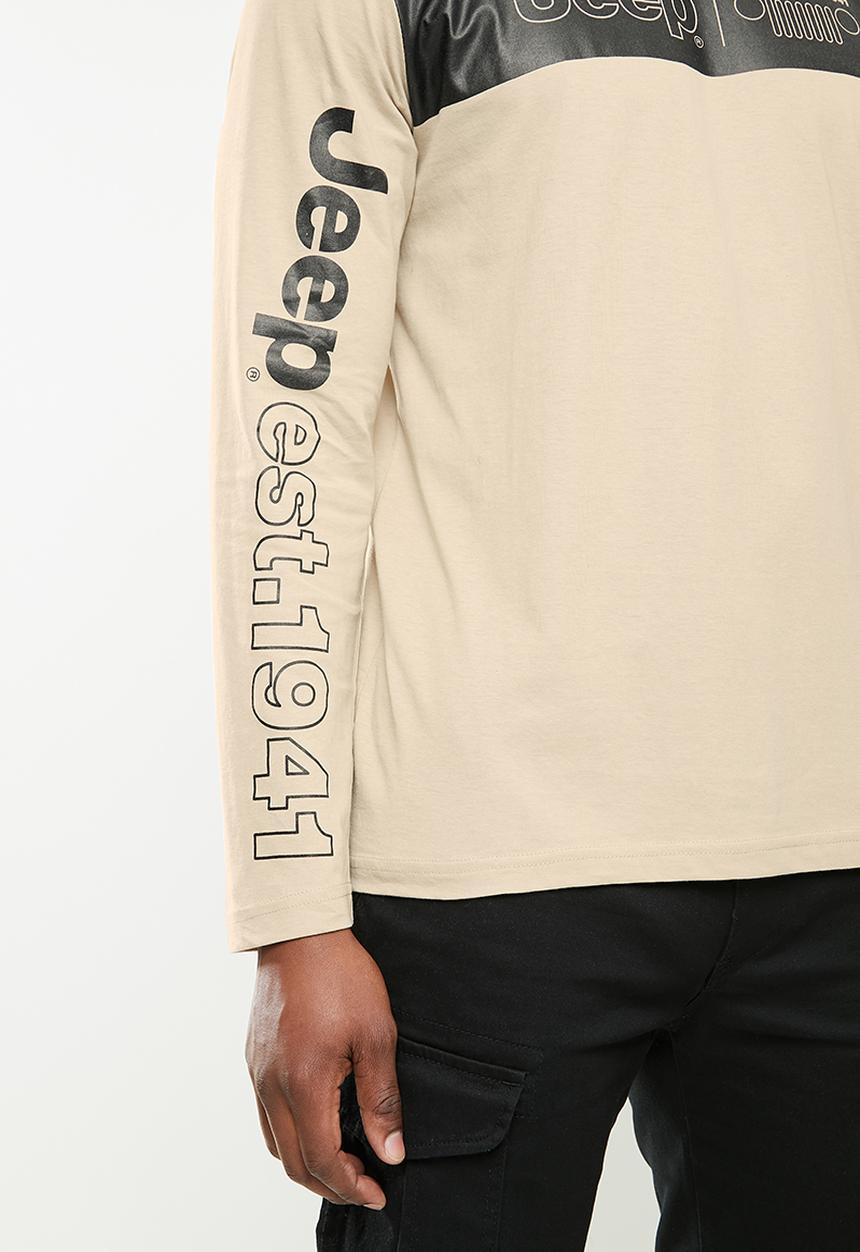 JEEP - David long sleeve graphic tee - stone