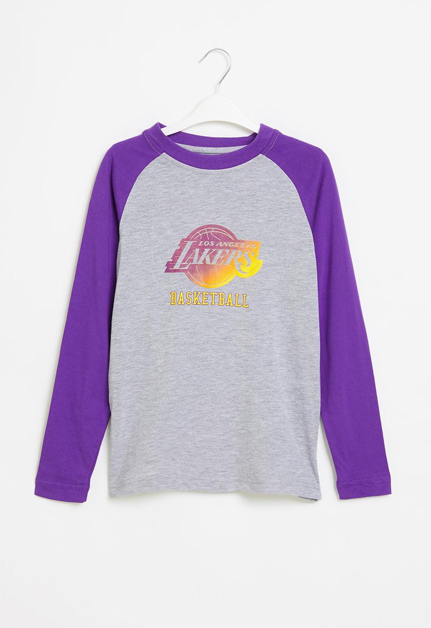 NBA - Lakers icon logo long sleeve tee - grey & purple