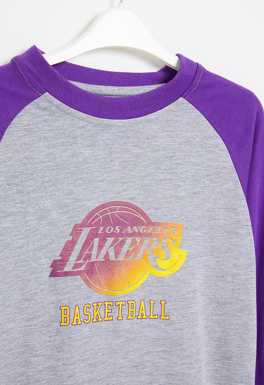 NBA - Lakers icon logo long sleeve tee - grey & purple