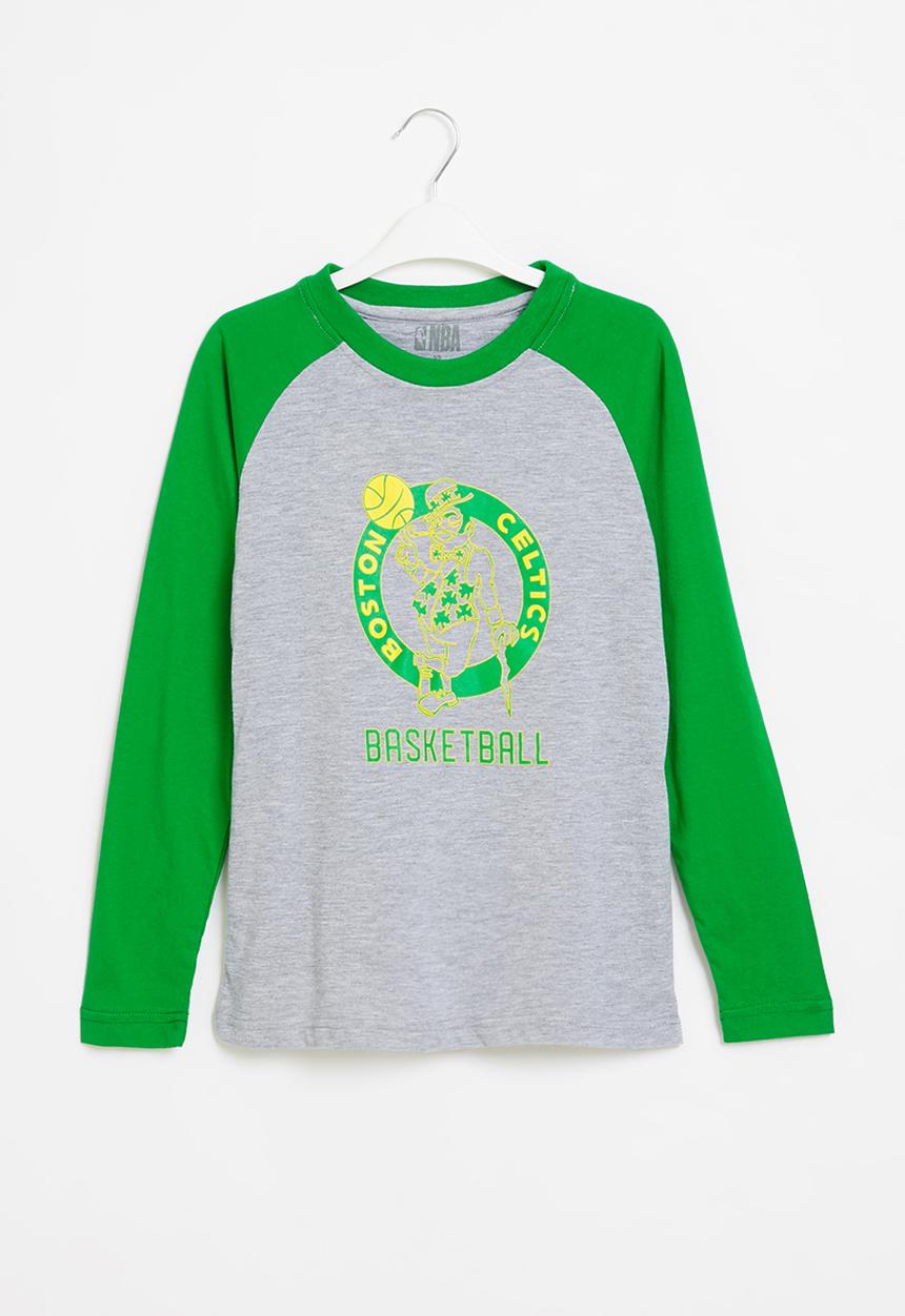 NBA - Celtics icon logo long sleeve tee - green & grey