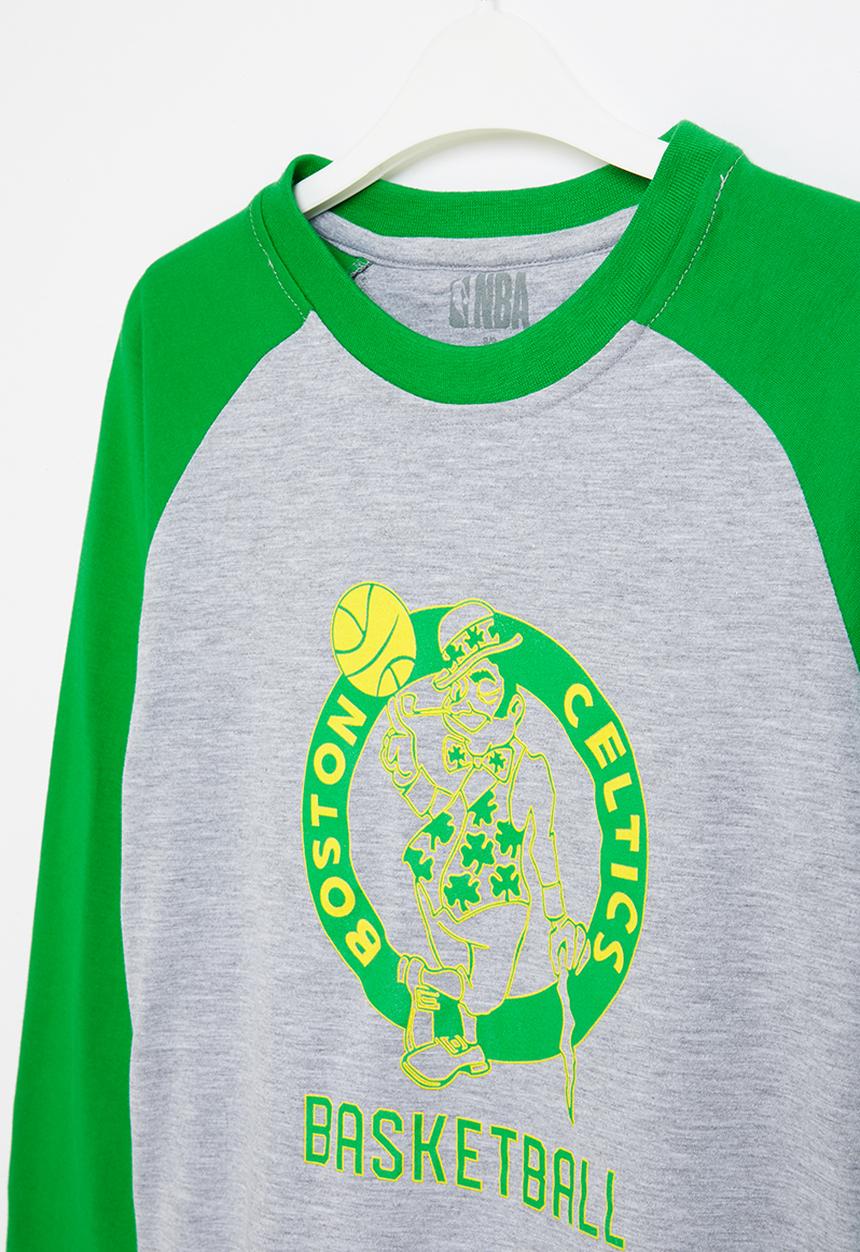 NBA - Celtics icon logo long sleeve tee - green & grey