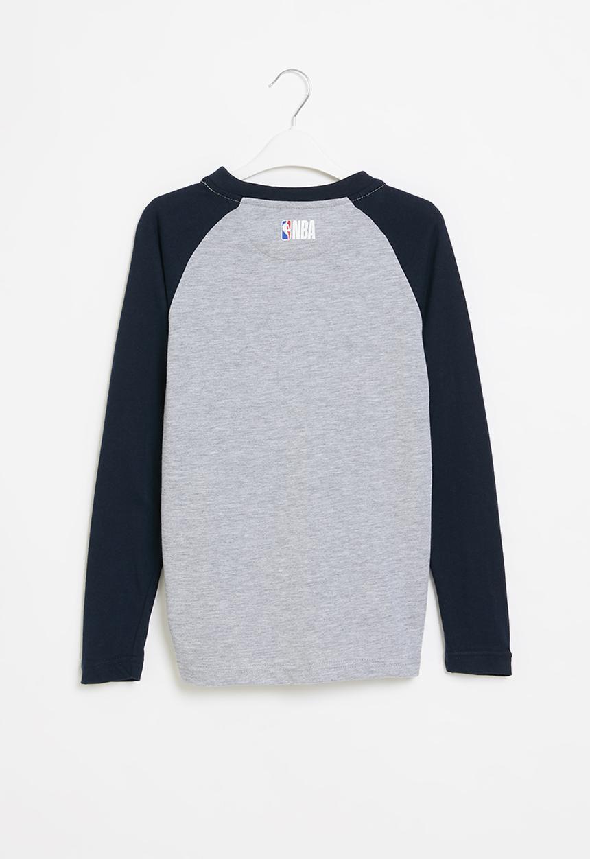 NBA - Nba icon logo long sleeve printed tee - grey & navy