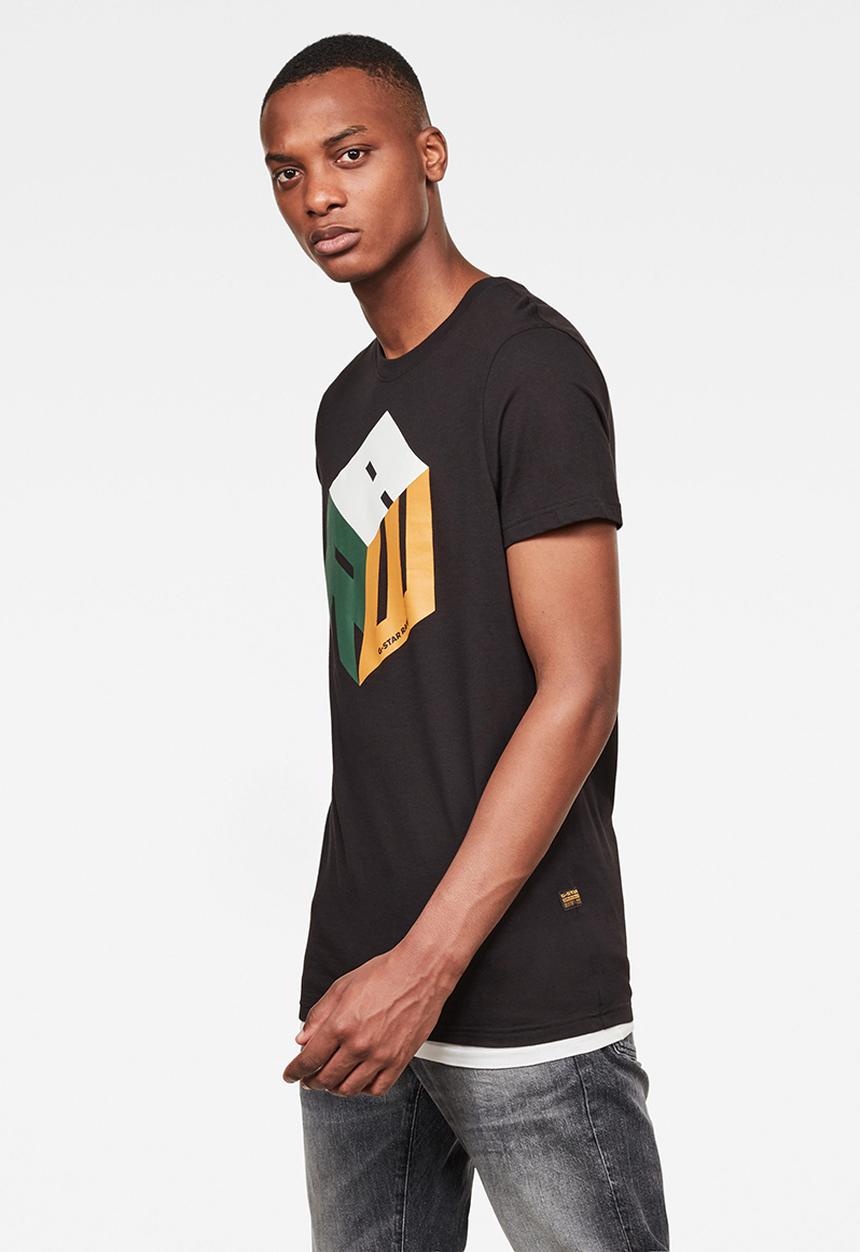 G-STAR - Cube logo r t short sleeve - black