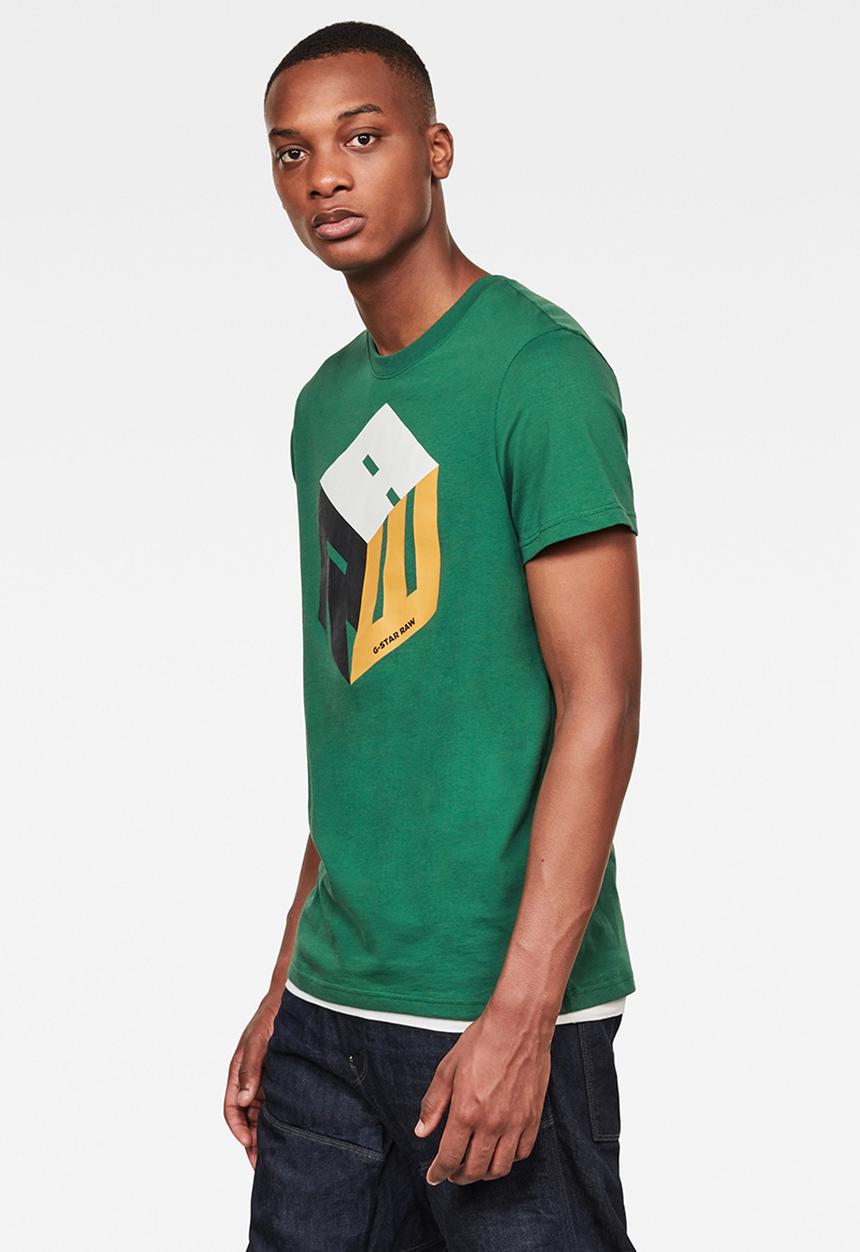G-STAR - Cube logo r t short sleeve - green