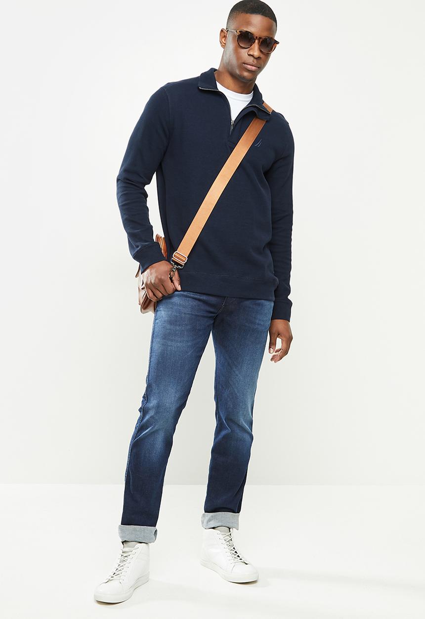 Nautica - French rib 1/4 zip - navy
