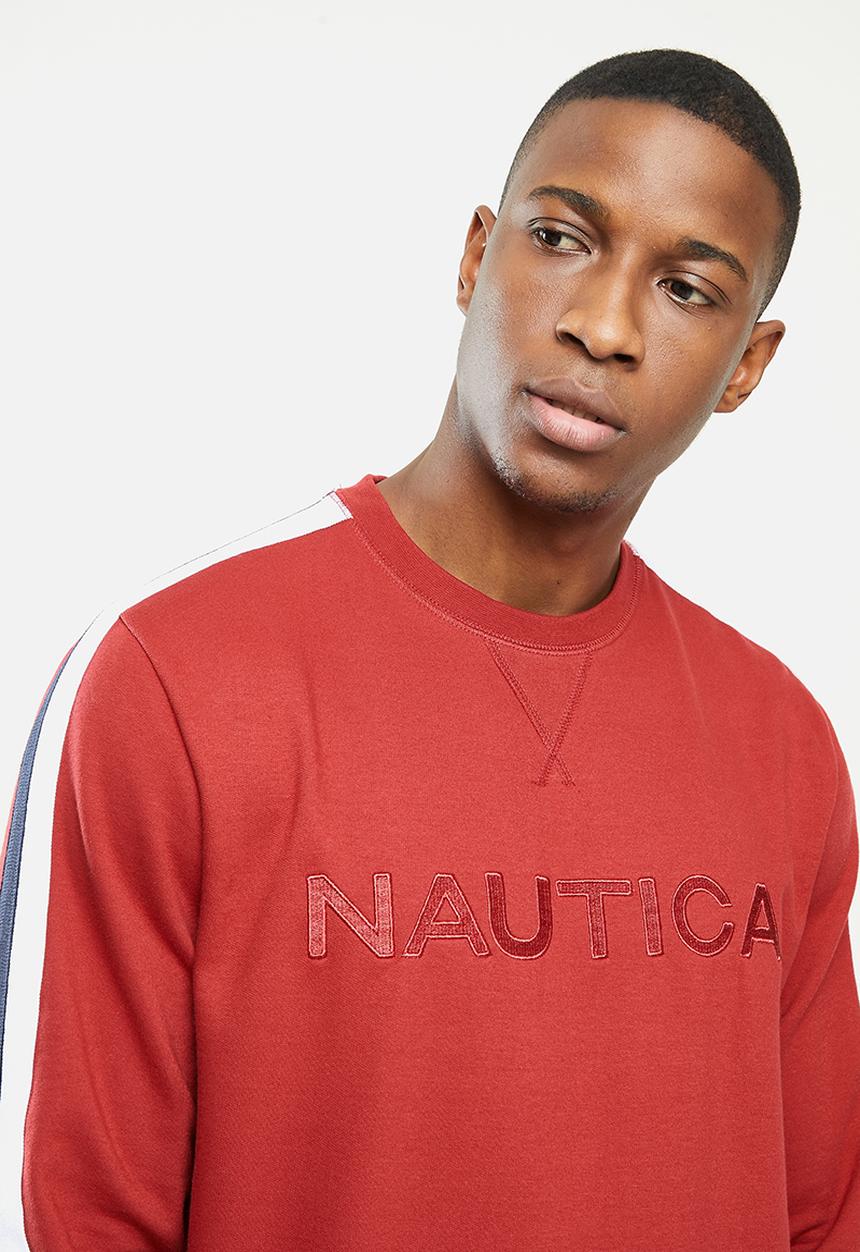Nautica - Fleece logo crew - red