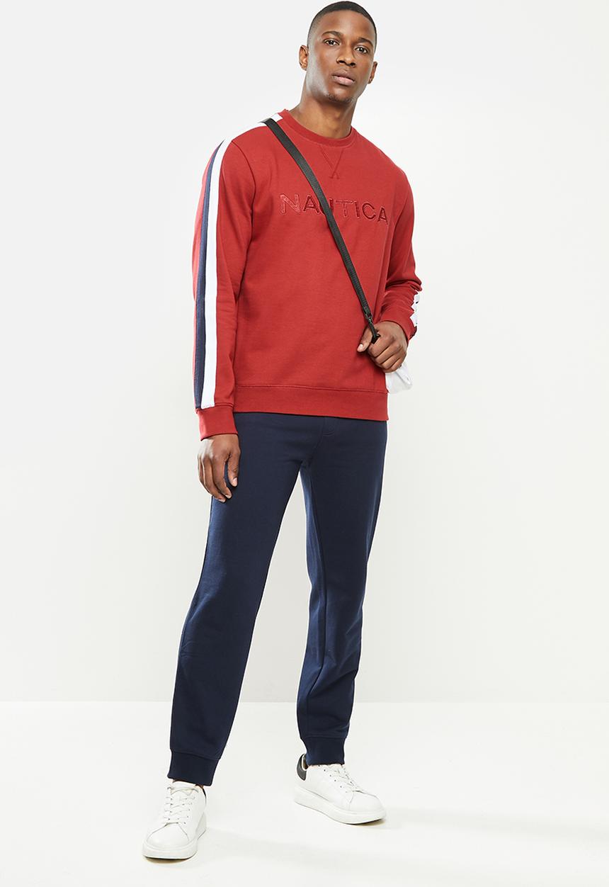 Nautica - Fleece logo crew - red
