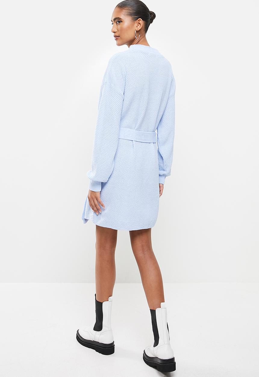 Glamorous - Belted knitted mini dress - light blue