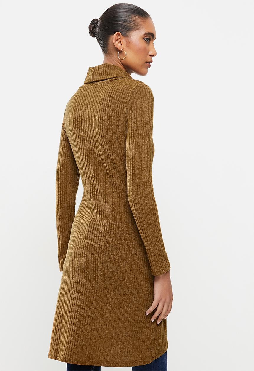 Revenge - Longline wrap front tunic top - mustard