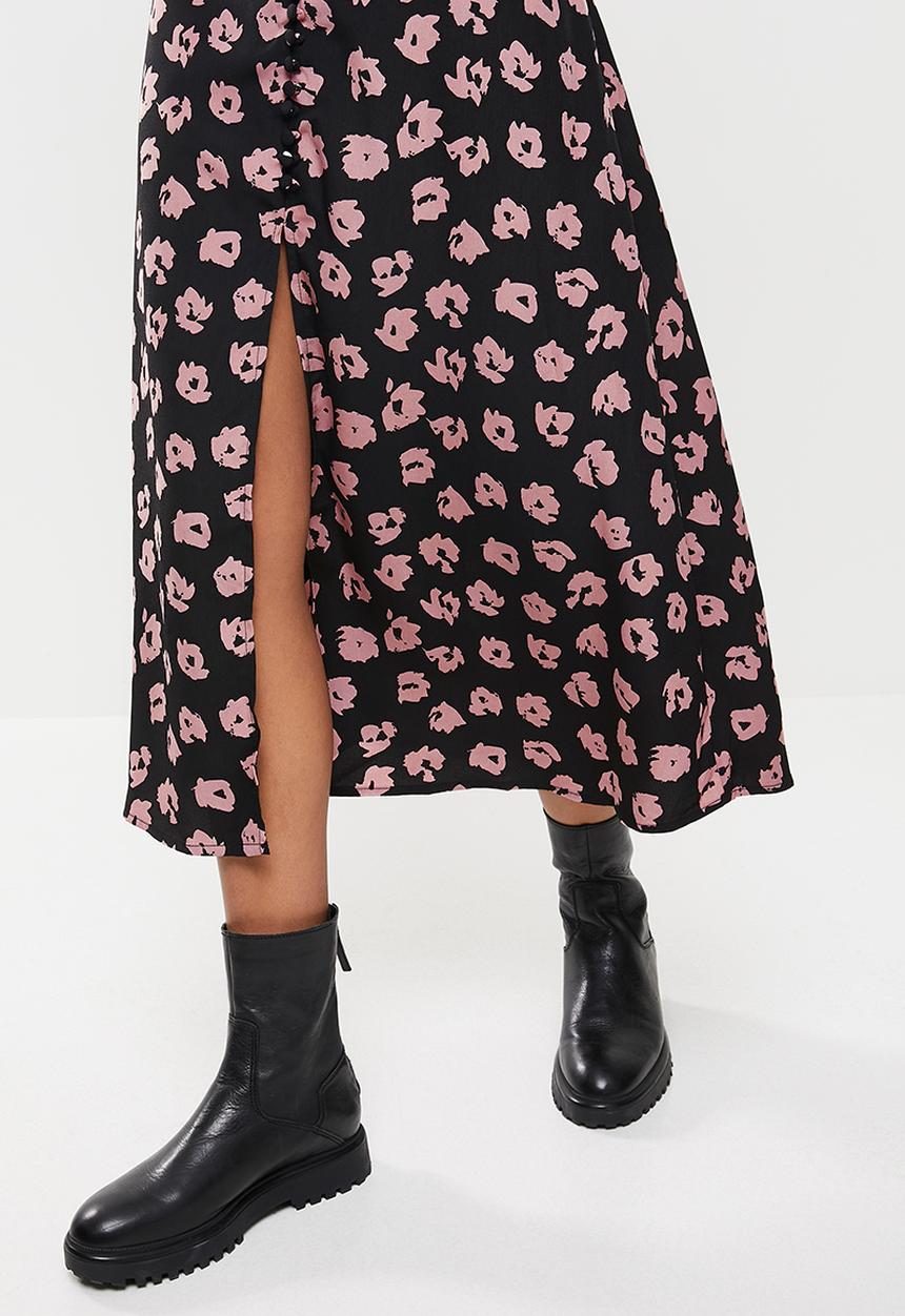 Glamorous - Midi slit skirt - black & pink