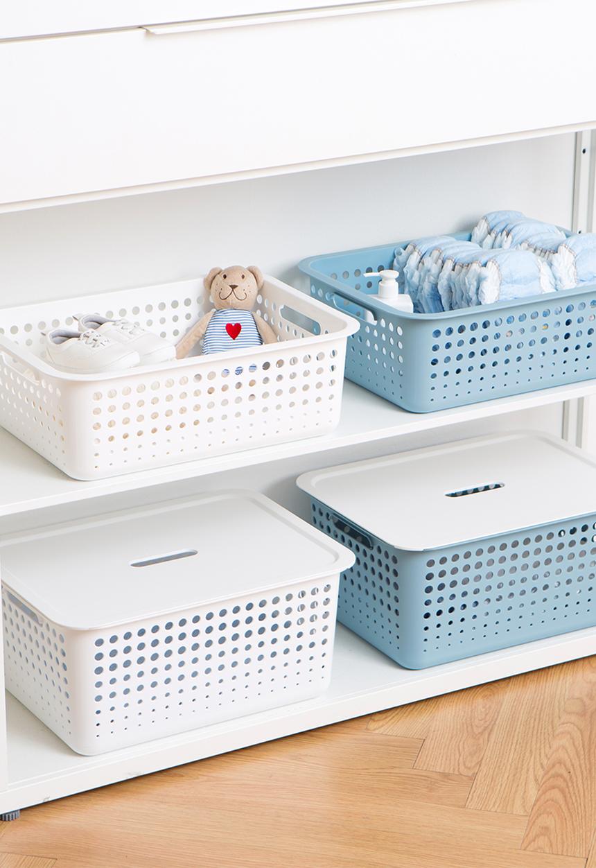 Litem - Set of 2 myroom i basket with lid large - blue
