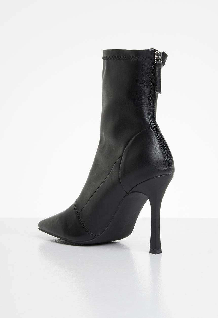 Missguided - Square mid stiletto heel ankle boots - black