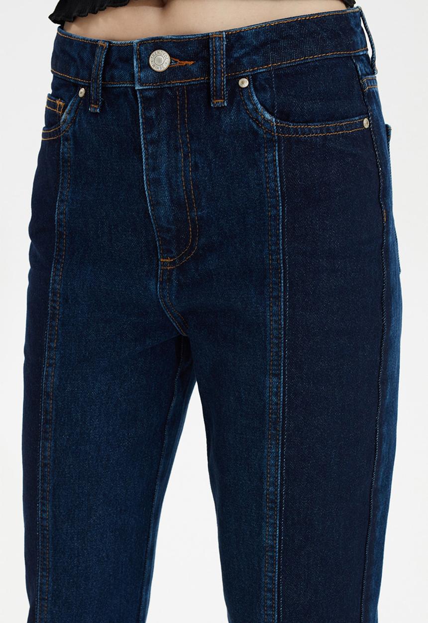 Trendyol - Block wash detailed high waist mom jeans - dark blue