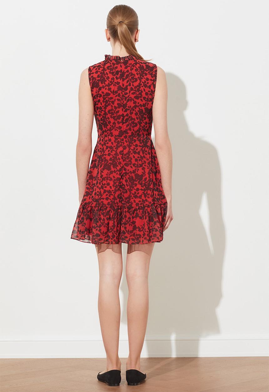Trendyol - Patterned frilly dress - red