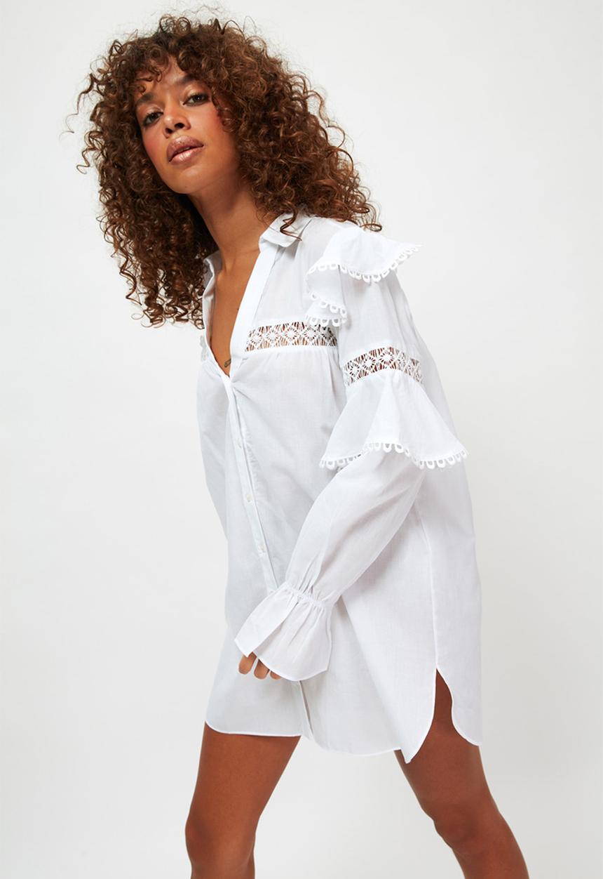 Trendyol - Sleeve voile voile shirt - white