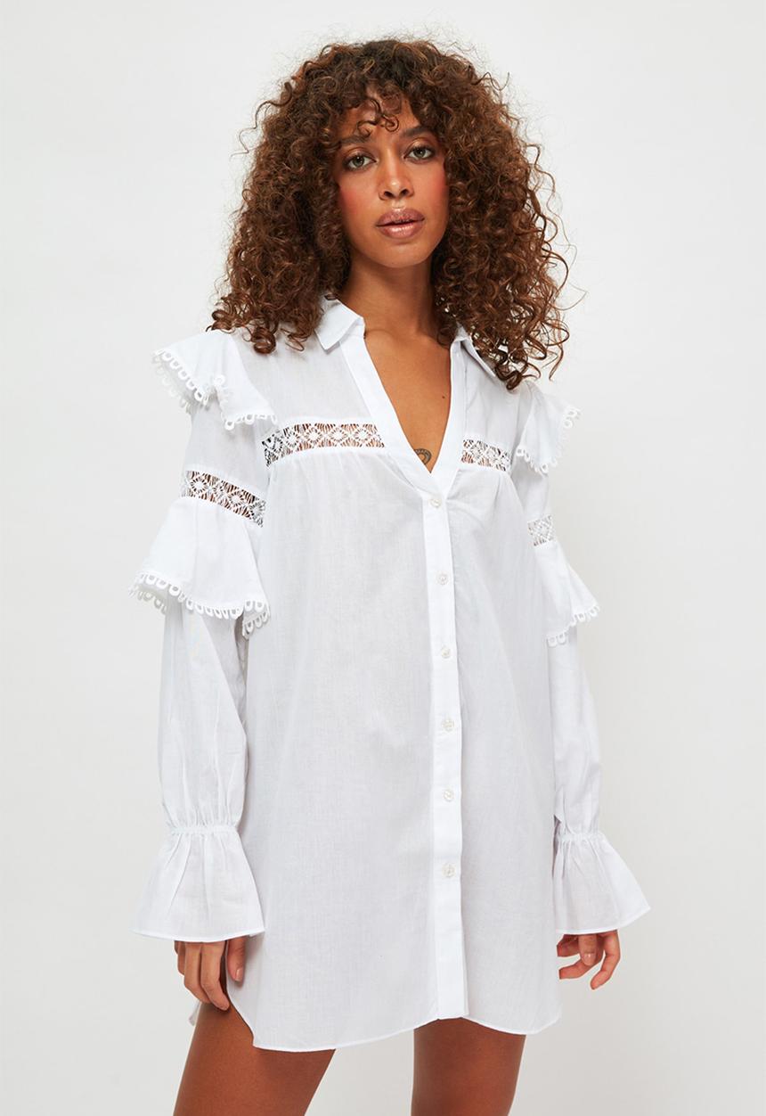 Trendyol - Sleeve voile voile shirt - white