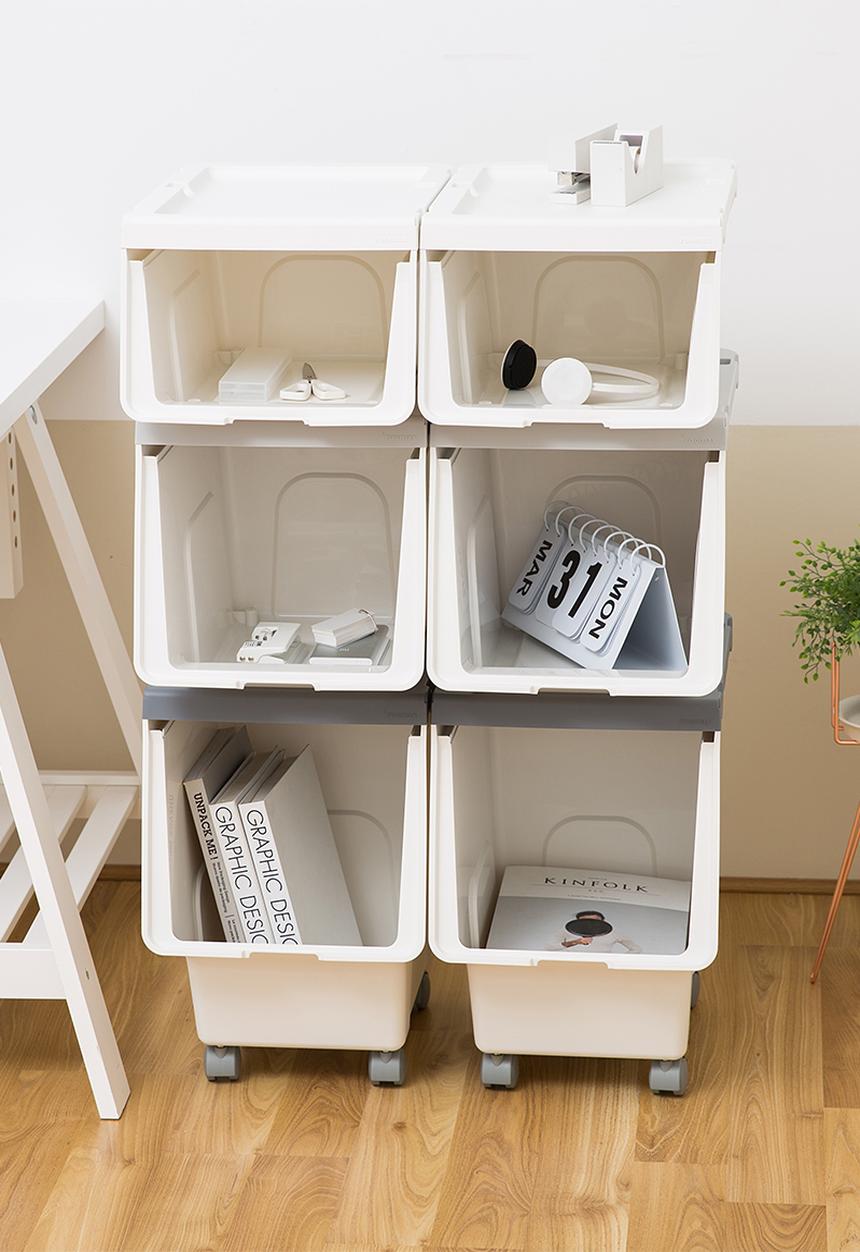 Litem - Set of 2 roomax sliding living box slim small - white