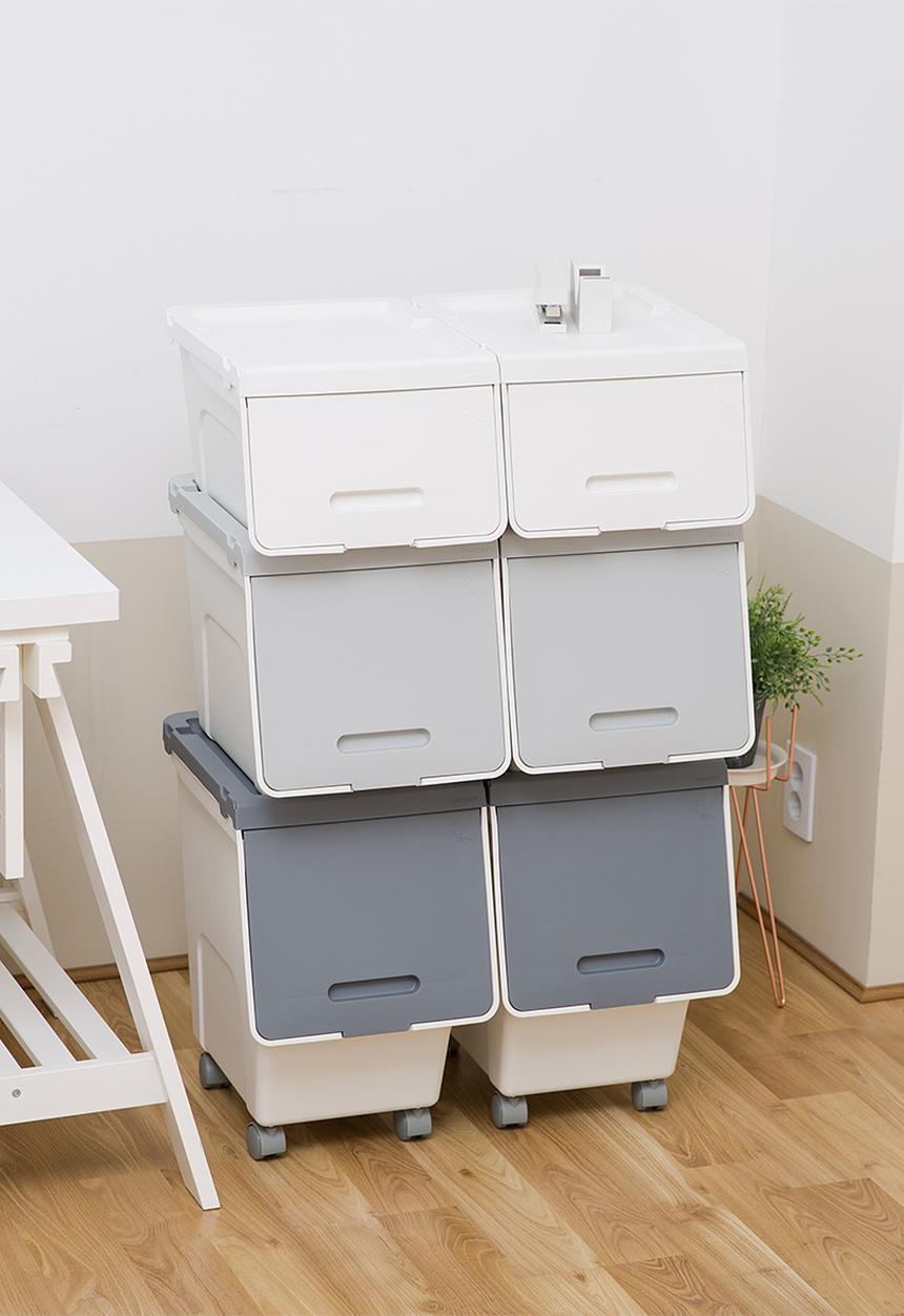 Litem - Set of 2 roomax sliding living box slim small - white