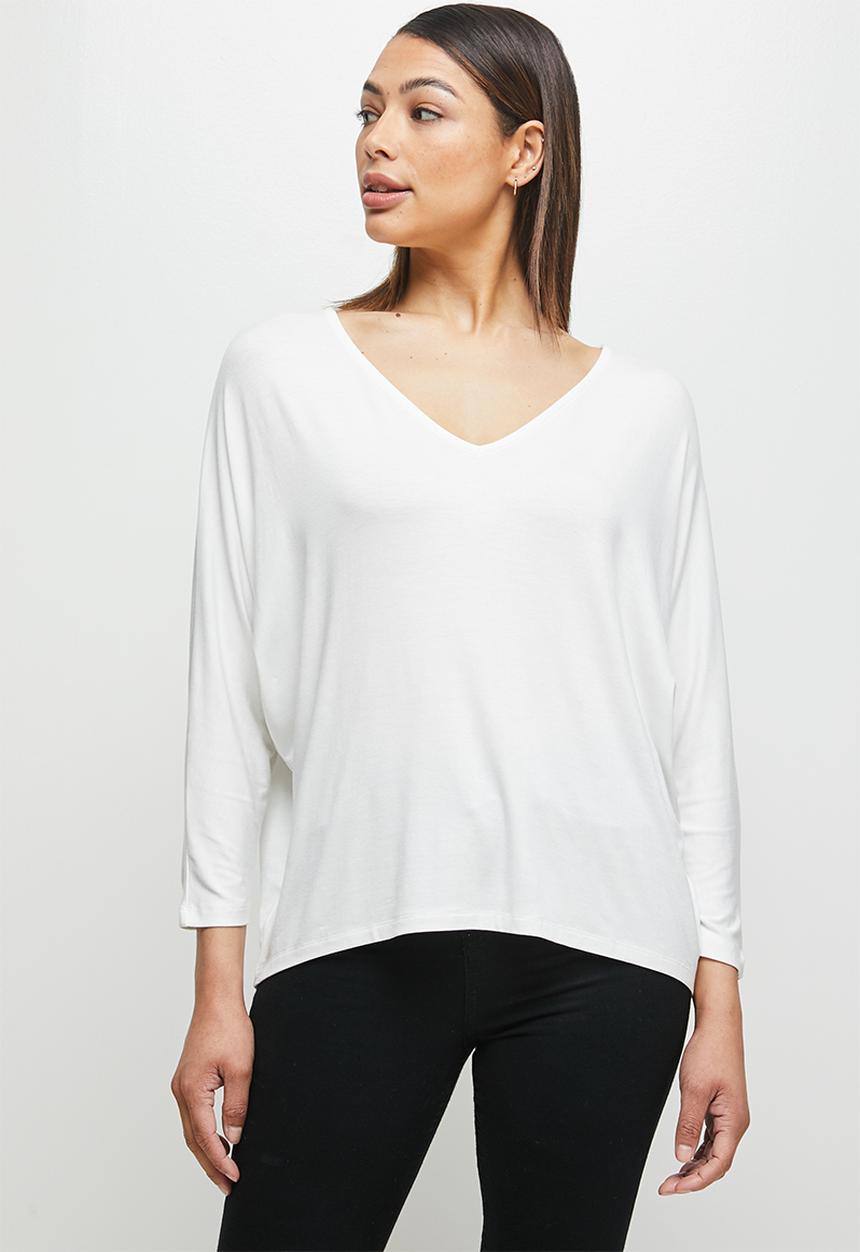 edit - Conscious v-neck dolman boxy tee - milk