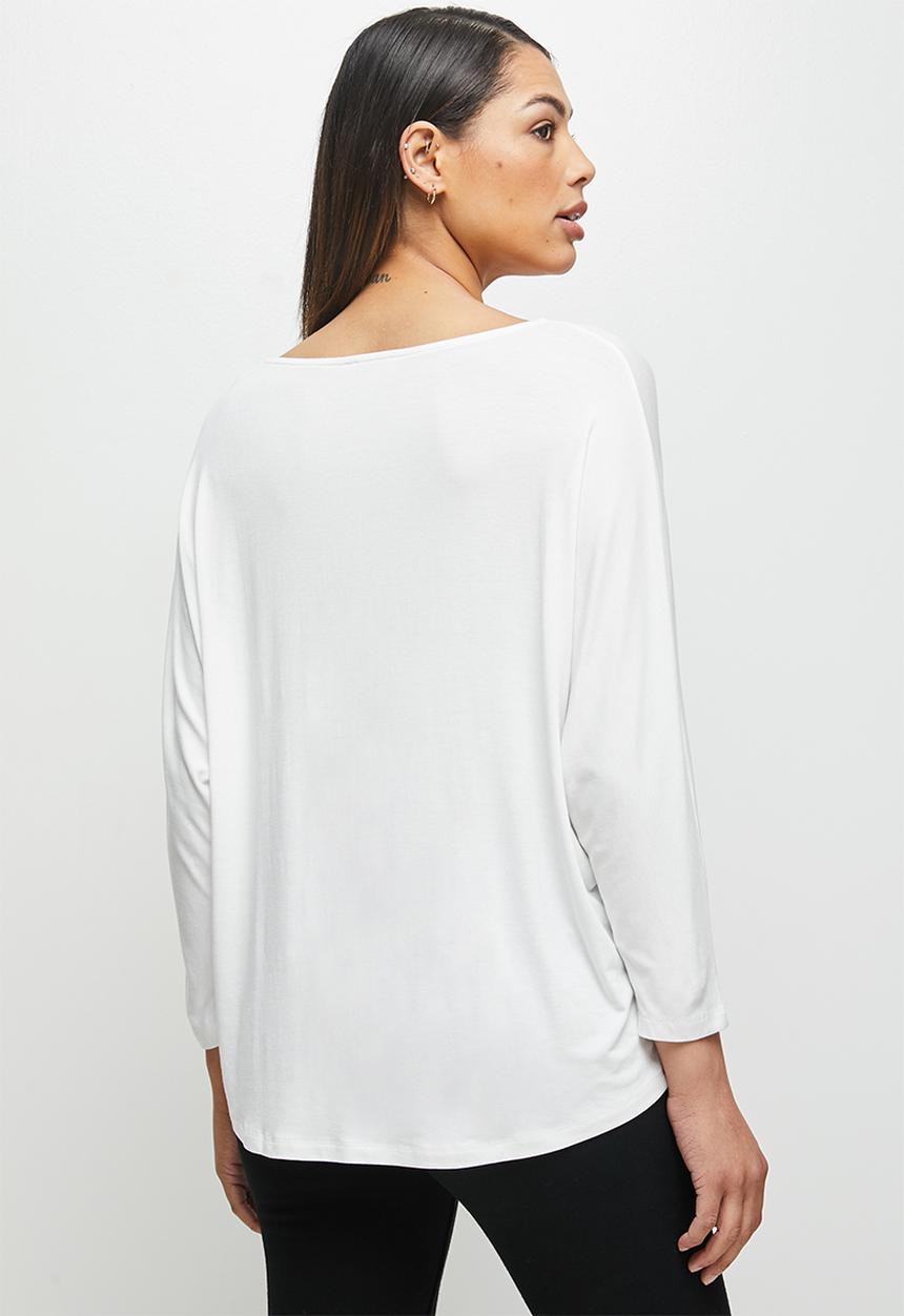 edit - Conscious v-neck dolman boxy tee - milk