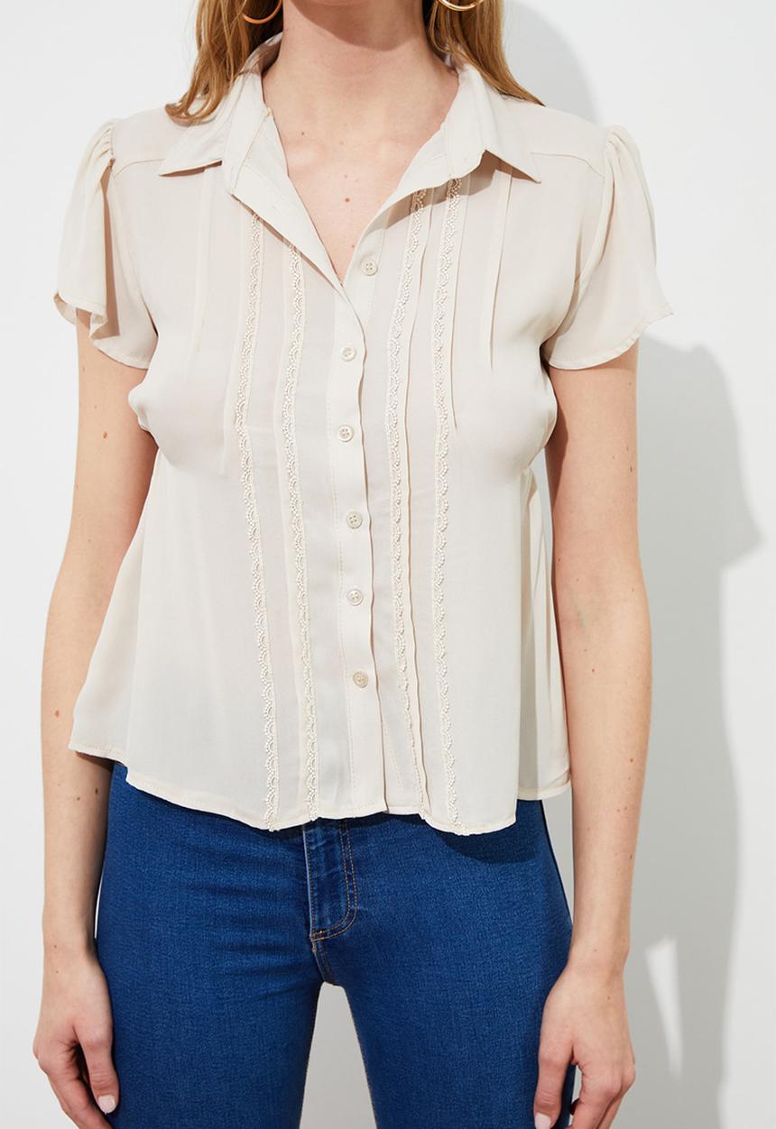 Trendyol - Lace detailed shirt - beige
