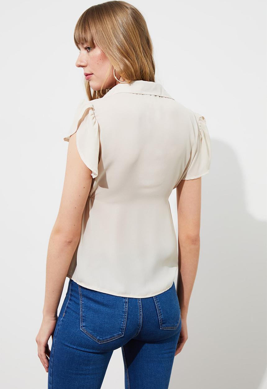 Trendyol - Lace detailed shirt - beige