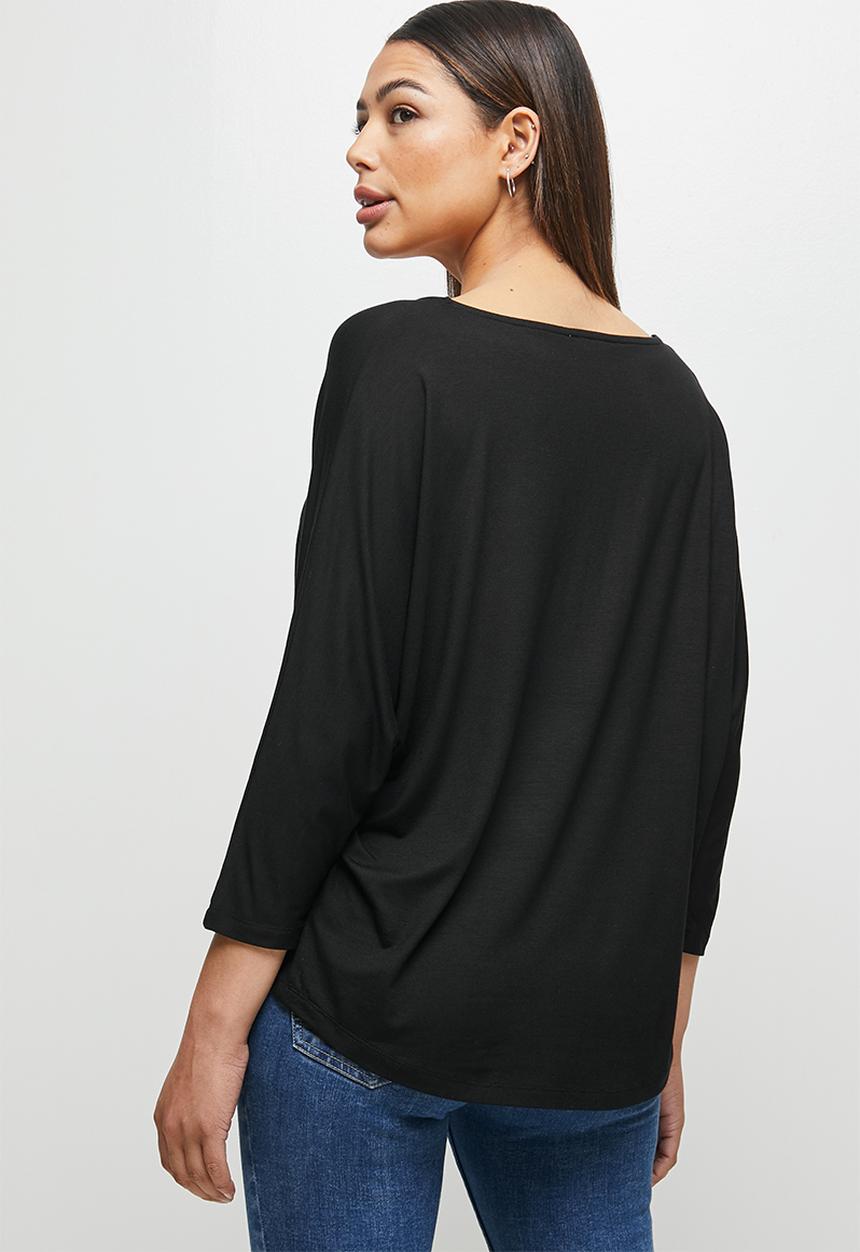 edit - Conscious v-neck dolman boxy tee - black