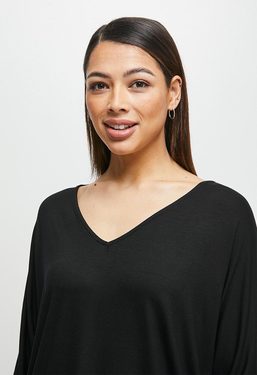edit - Conscious v-neck dolman boxy tee - black