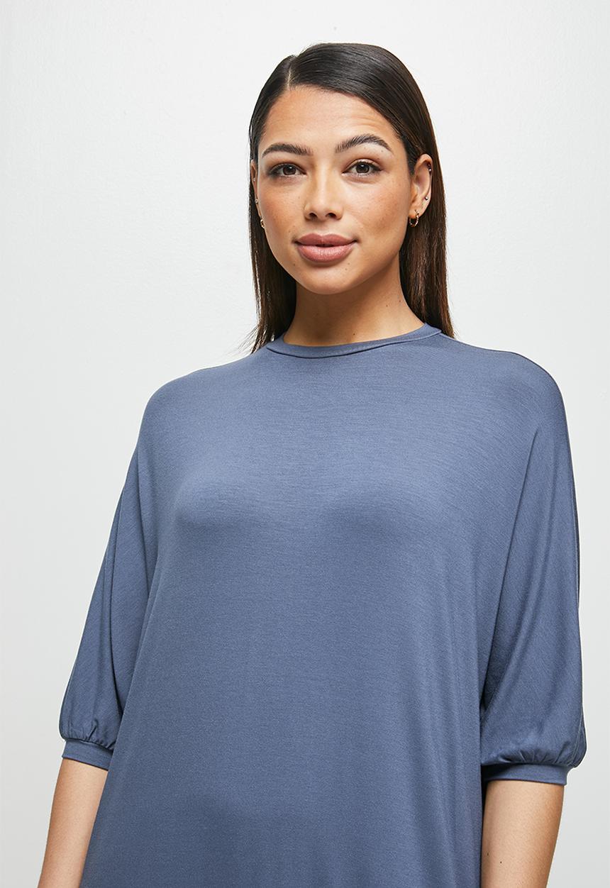 edit - Conscious elbow sleeve swing midi - blue