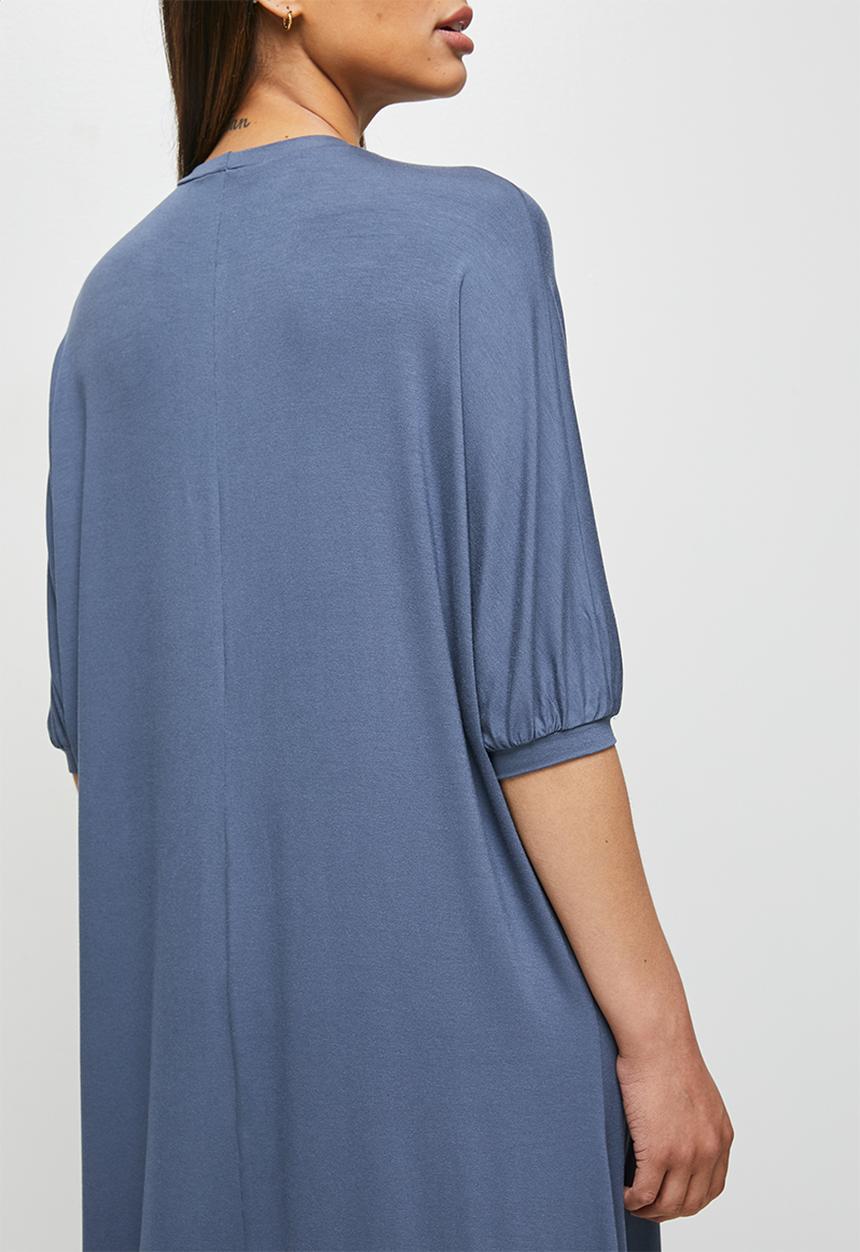 edit - Conscious elbow sleeve swing midi - blue