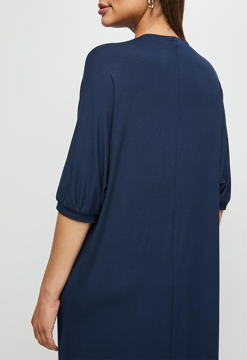 edit - Conscious elbow sleeve swing midi - navy
