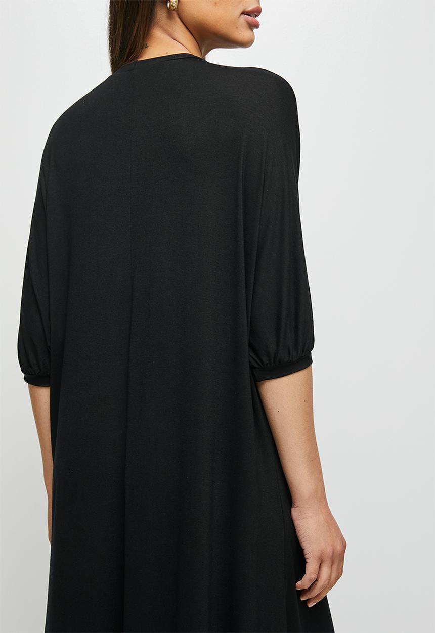 edit - Conscious elbow sleeve swing midi - black