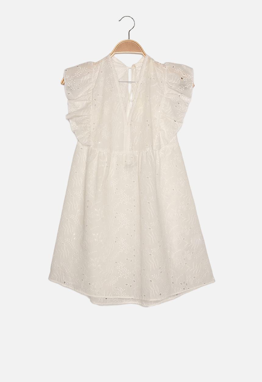 Trendyol - Ruffle detail scalloped embroidered beach dress - white