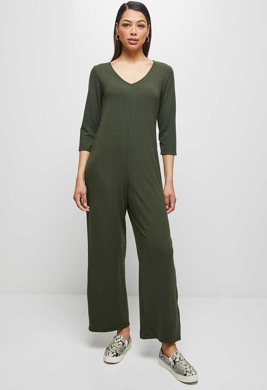 edit - Loose fit ribbed jumpsuit - khaki