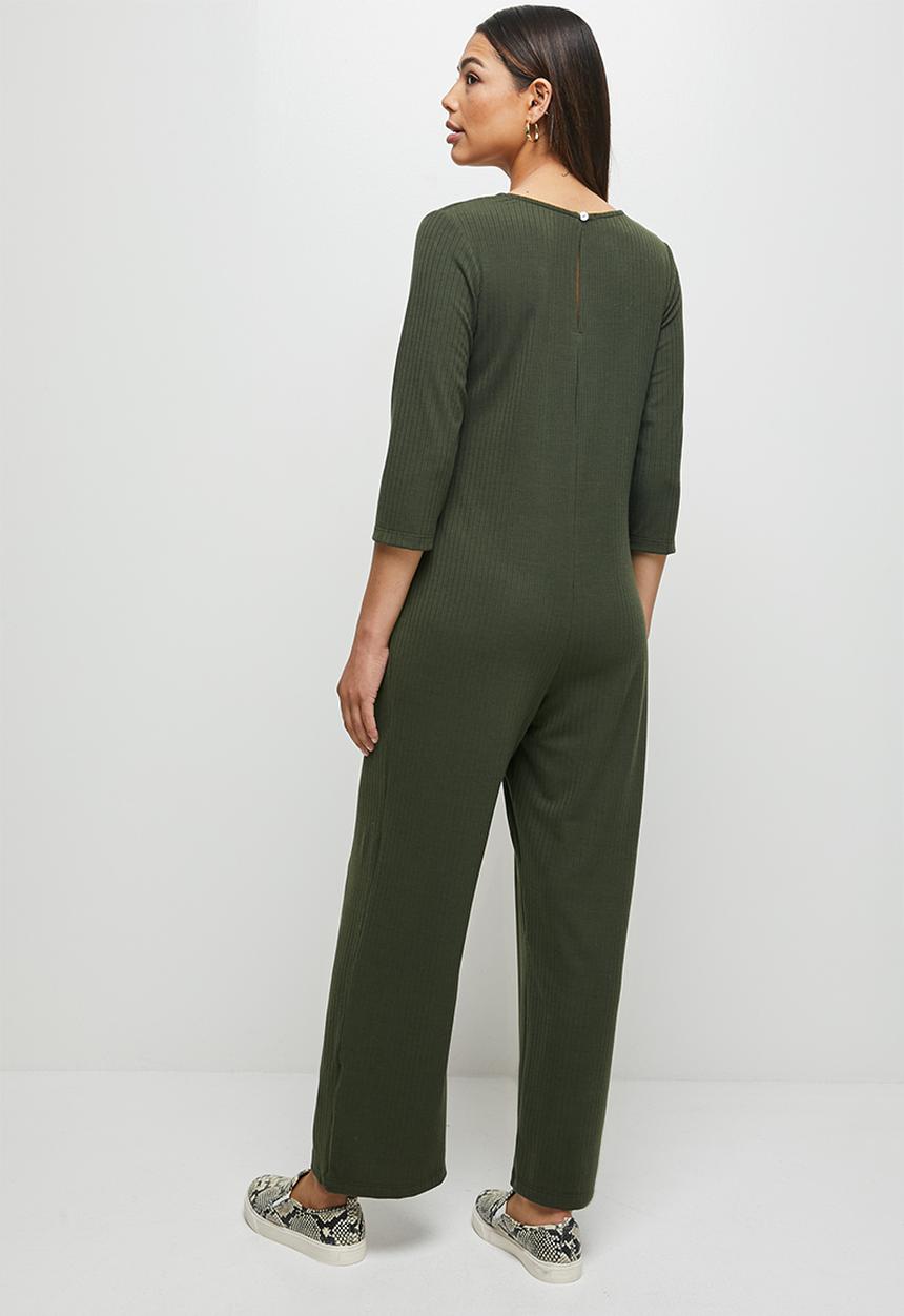 edit - Loose fit ribbed jumpsuit - khaki