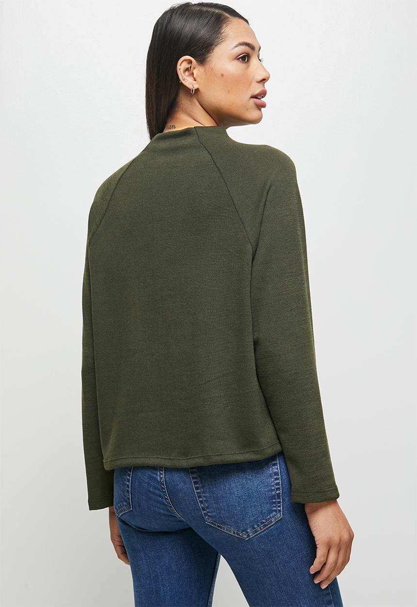 edit - Soft texture raglan top - khaki