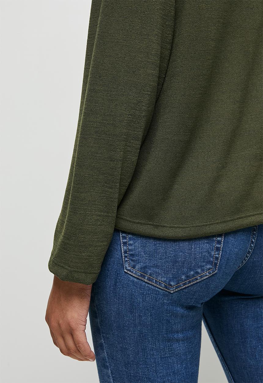 edit - Soft texture raglan top - khaki