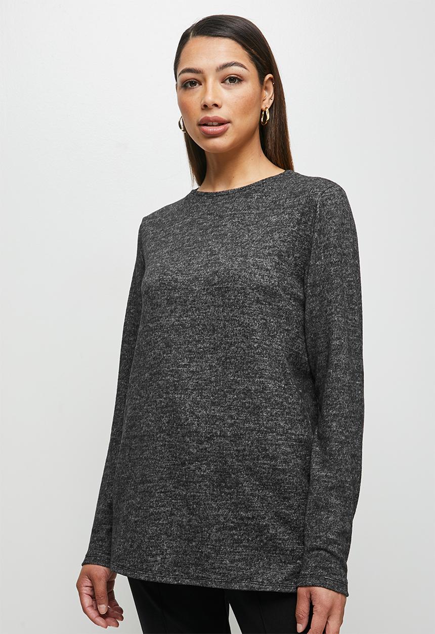 edit - Braided longline tee - charcoal