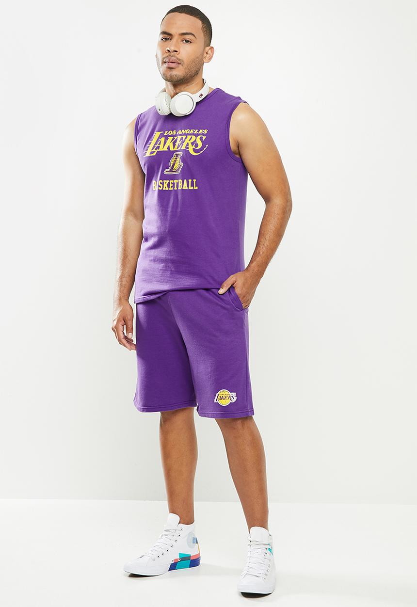 NBA - Laker b/ball retro shorts  - cotton birdseye / surf interest - purple