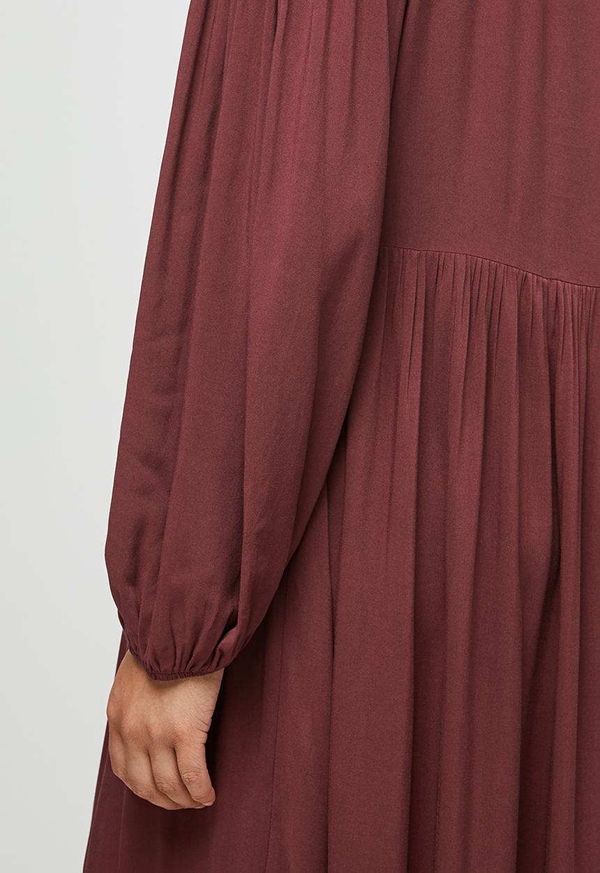 MILLA - Tiered balloon sleeve midi dress - burgundy 